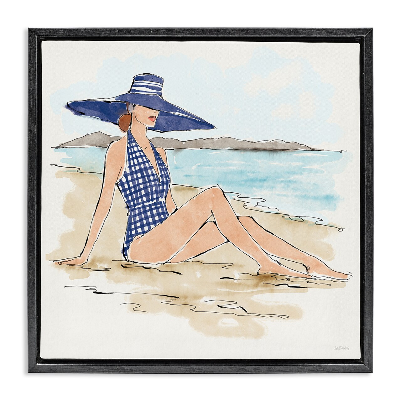 Stupell Industries Sun Bathing Beauty Floater Framed Canvas Wall Art Design by Anne Tavoletti